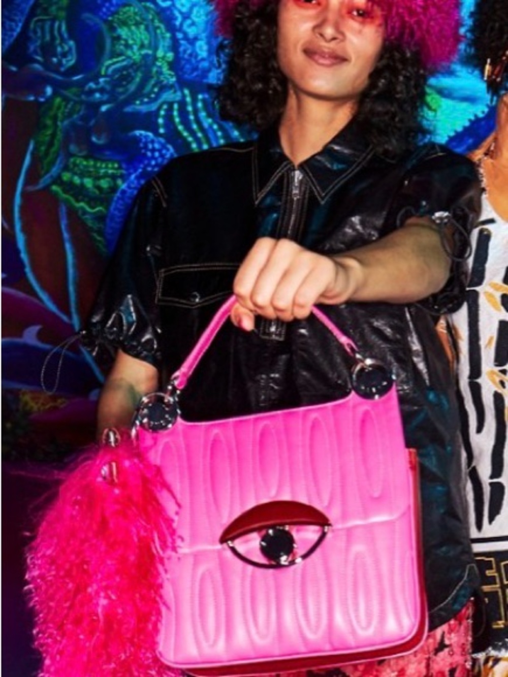 Kenzo tali fur bag strap 2019 fuschia fur euc $400 - Picture 6 of 6
